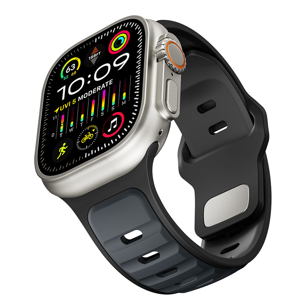 Apple Watch Ultra 49mm Zore KRD-135 Silicone Band Strap Dark Green-Black