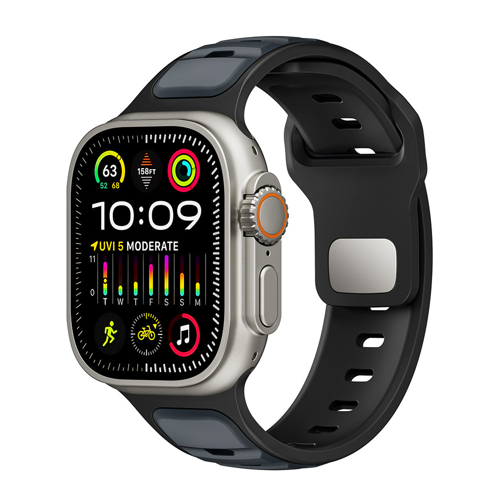 Apple Watch Ultra 49mm Zore KRD-135 Silicone Band Strap Dark Green-Black