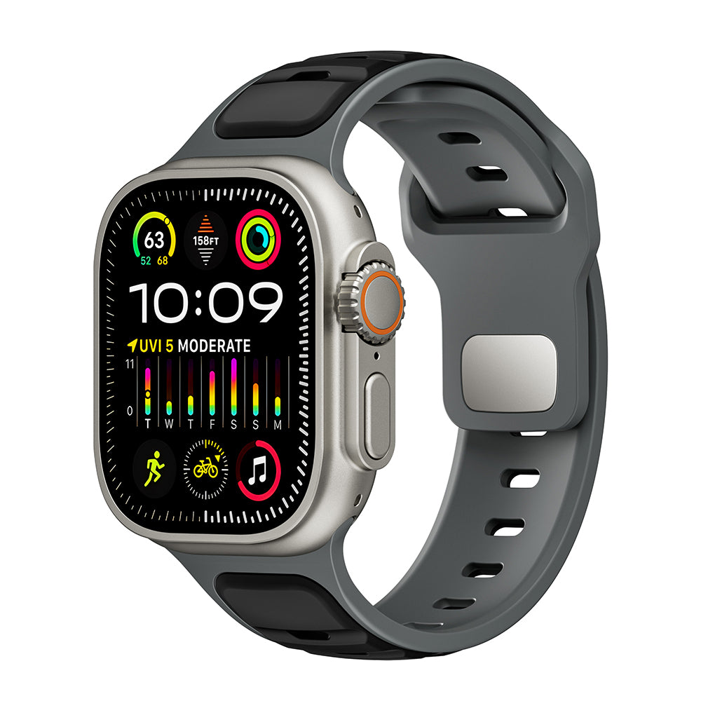 Apple Watch Ultra 49mm Zore KRD-135 Silicone Band Strap Dark Green-Black