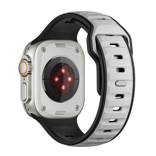 Apple Watch Ultra 49mm Zore KRD-135 Silikon Kordon Strap Kayış Gümüş-Siyah