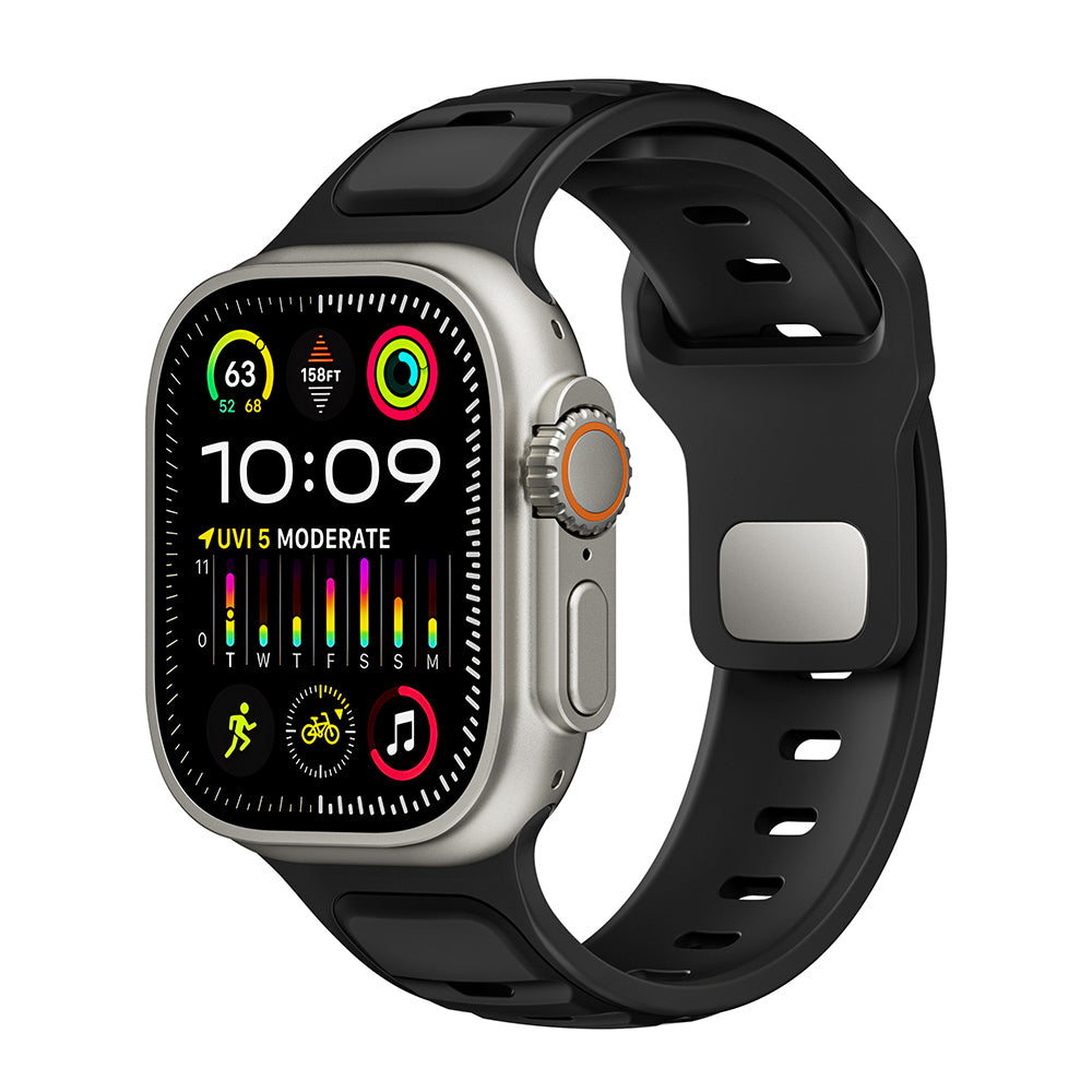 Apple Watch Ultra 49mm Zore KRD-135 Silicone Band Strap Dark Green-Black
