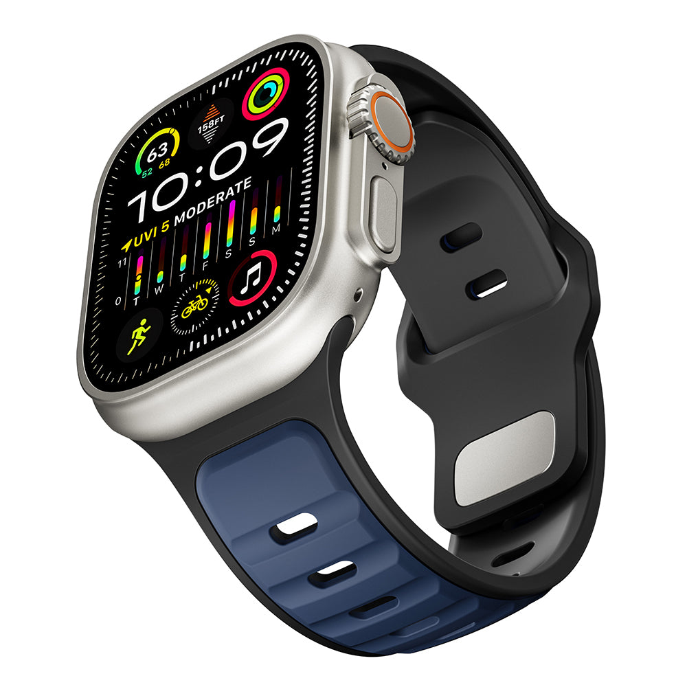 Apple Watch Ultra 49mm Zore KRD-135 Silicone Band Strap Dark Green-Black