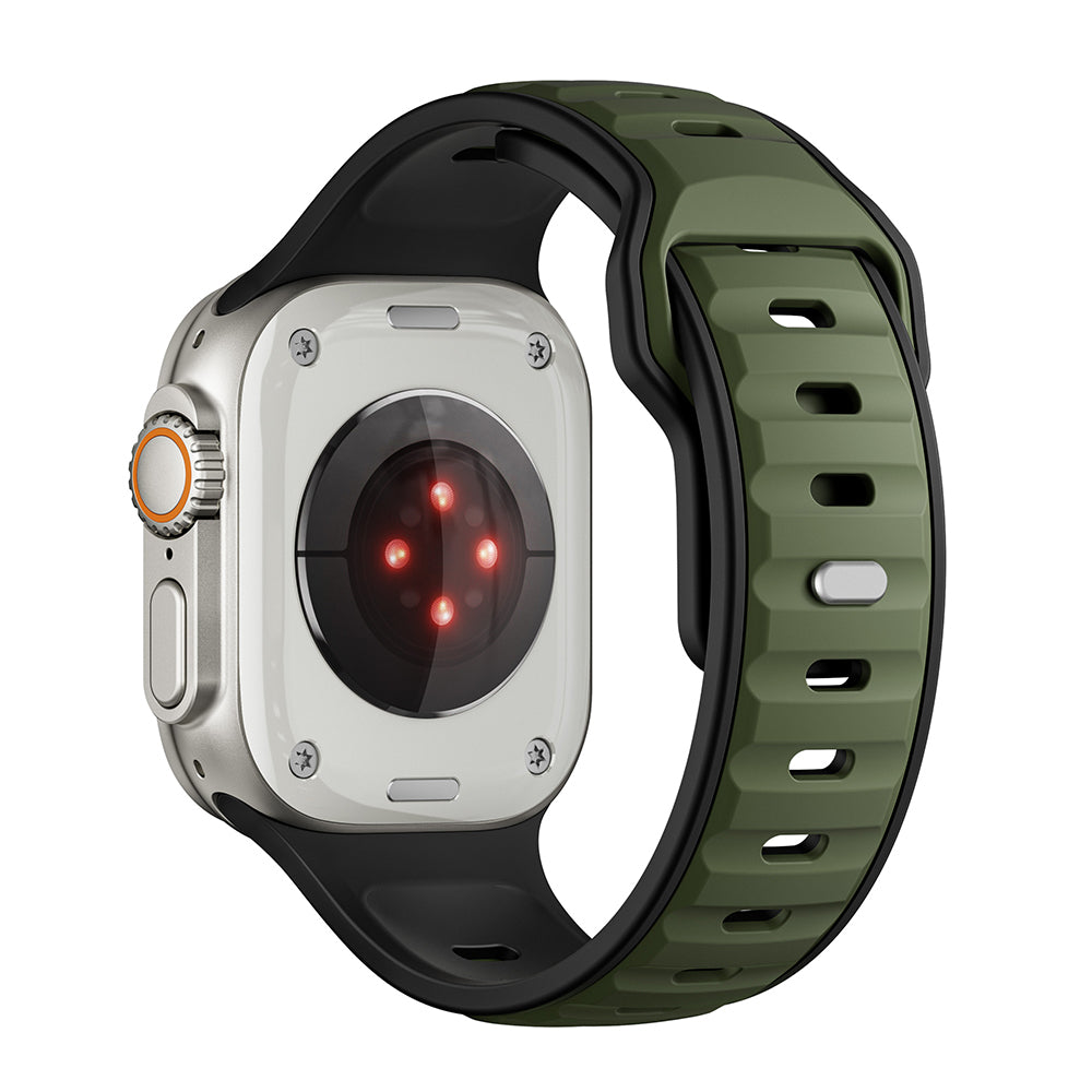 Apple Watch Ultra 49mm Zore KRD-135 Silicone Band Strap Dark Green-Black