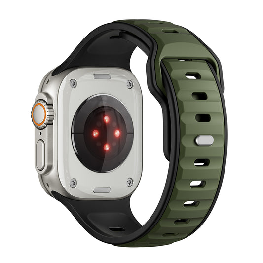 Apple Watch Ultra 49mm Zore KRD-135 Silikon Kordon Strap Kayış Koyu Yeşil-Siyah