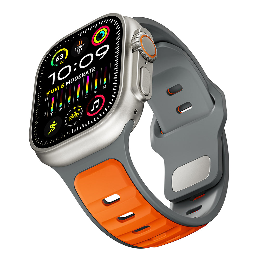 Apple Watch Ultra 49mm Zore KRD-135 Silicone Band Strap Black-Orange