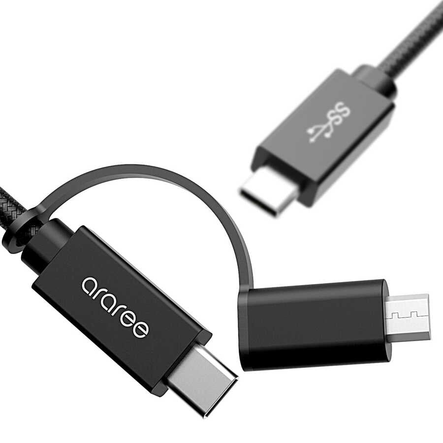 Araree Type-C To PD 2 in 1 Cable Black
