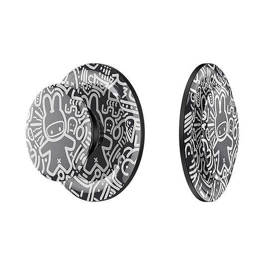 Benks Black and White Bunny Tasarımlı Magnetik Pop Soket Stand Siyah