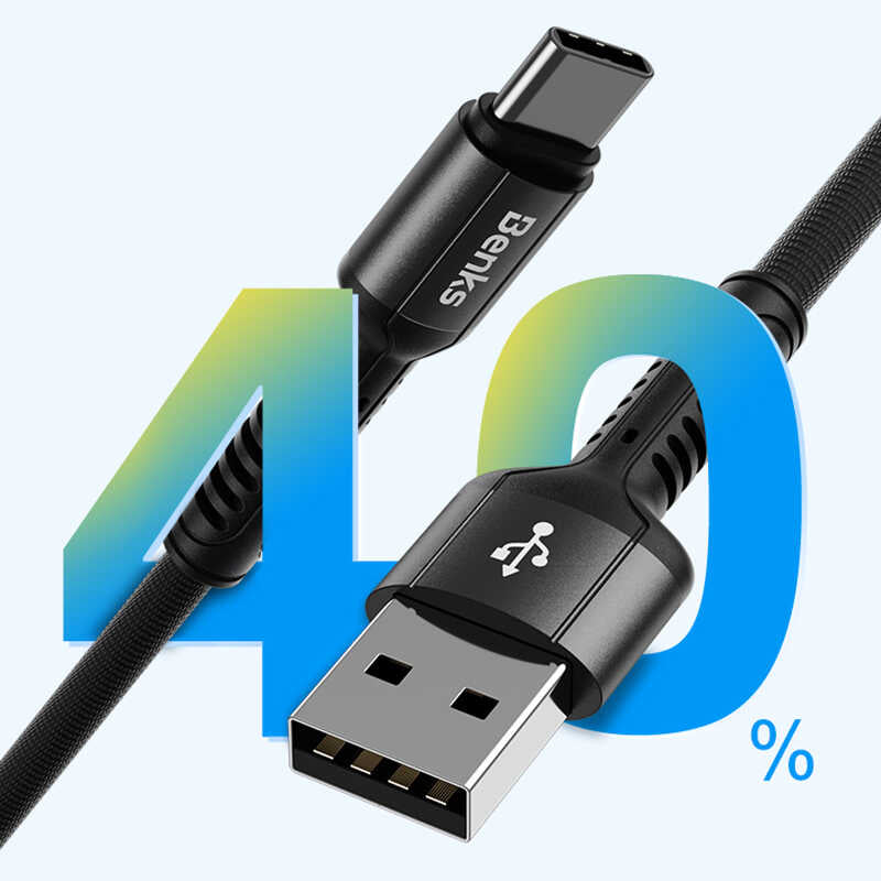 Benks D38 Type-C Usb Kablo Siyah