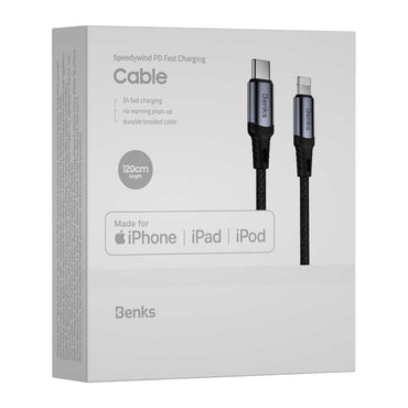 Benks M16 MFI Speedywind PD - Lightning Fast Charging Cable Black