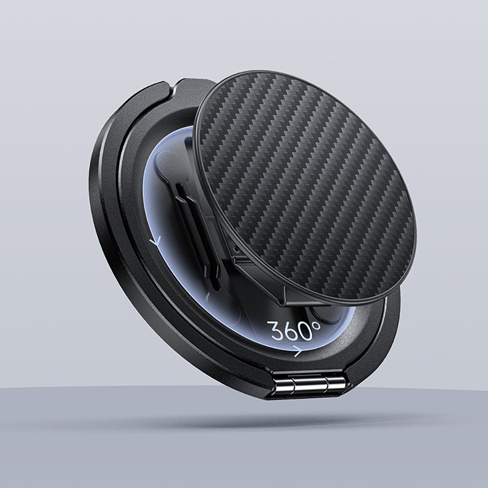 Benks Magnetic 360 Degree Rotatable Carbon Fiber Design 600D Finger Ring Stand Black