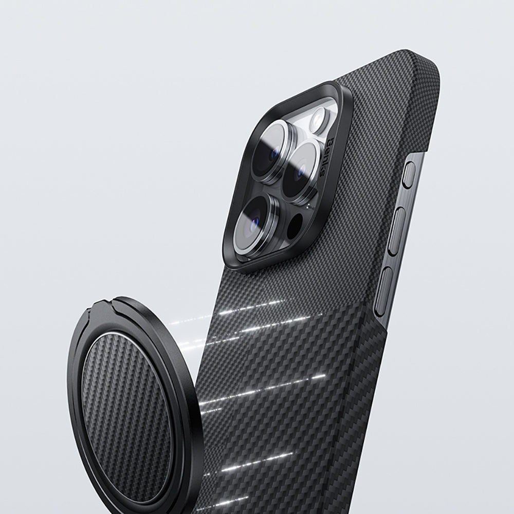 Benks Magnetic 360 Degree Rotatable Carbon Fiber Design 600D Finger Ring Stand Black