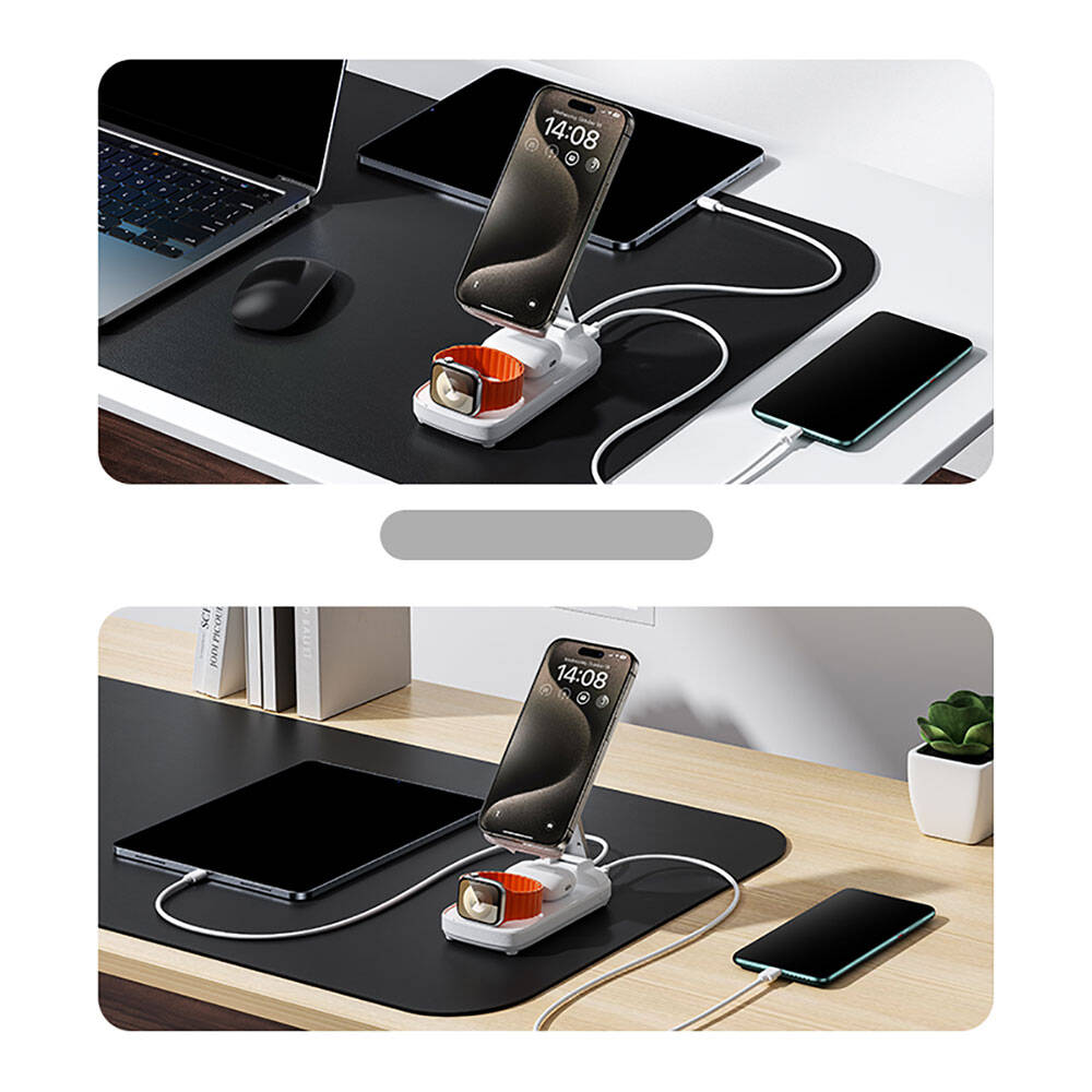 Benks MP13 5in1 Digital LED Display Foldable Wireless Charging Stand Powerbank 15W 10000mAh White
