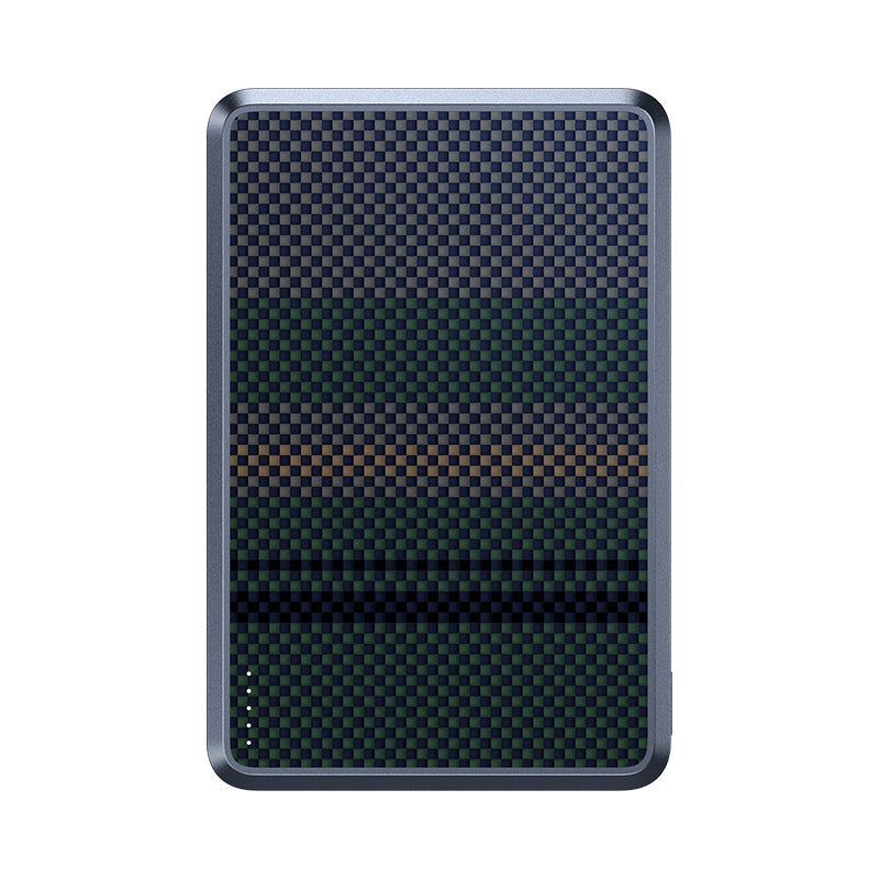 Benks MP15 ArmorGo M-safe Şarj Özellikli Ultra İnce Aurora Serisi Aramid Fiber Powerbank 15W 5000mAh Siyah-Yeşil