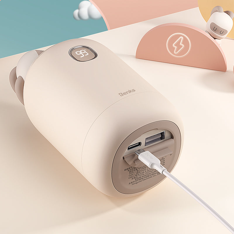 Benks NS03 Dijital Ekran El Isıtıcı Özellikli Aroma Kokulu Powerbank 15W 10000mAh Pembe