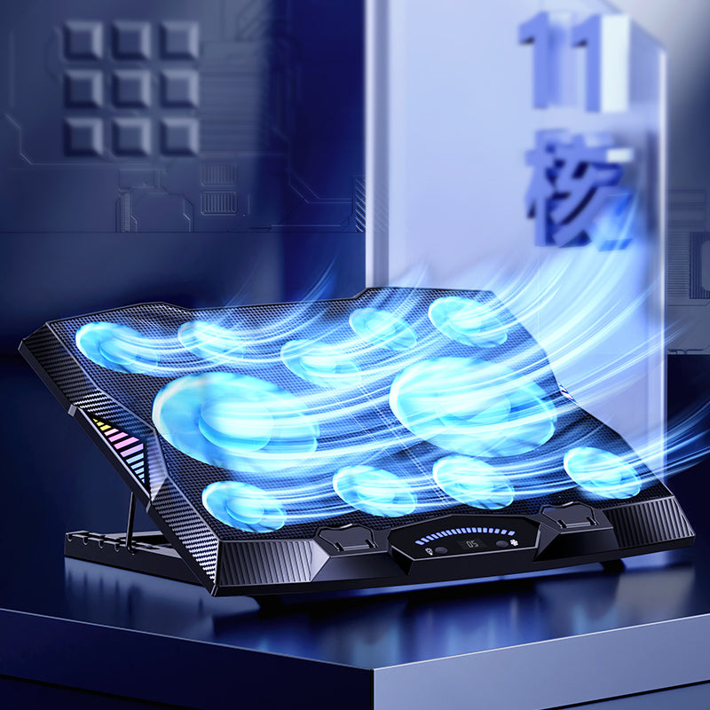 Benks SR08 11 Fan RGB LED Cooling Laptop Stand Black