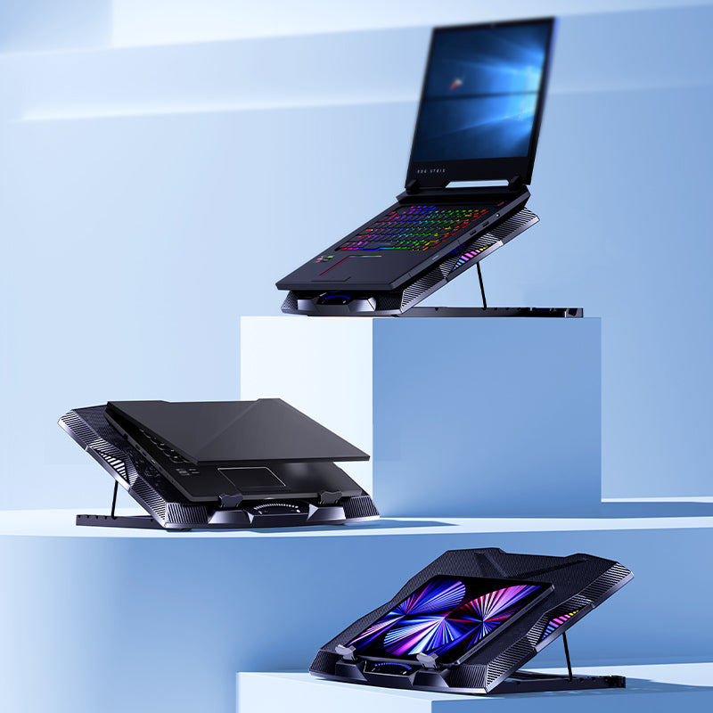Benks SR08 11 Fan RGB LED Cooling Laptop Stand Black