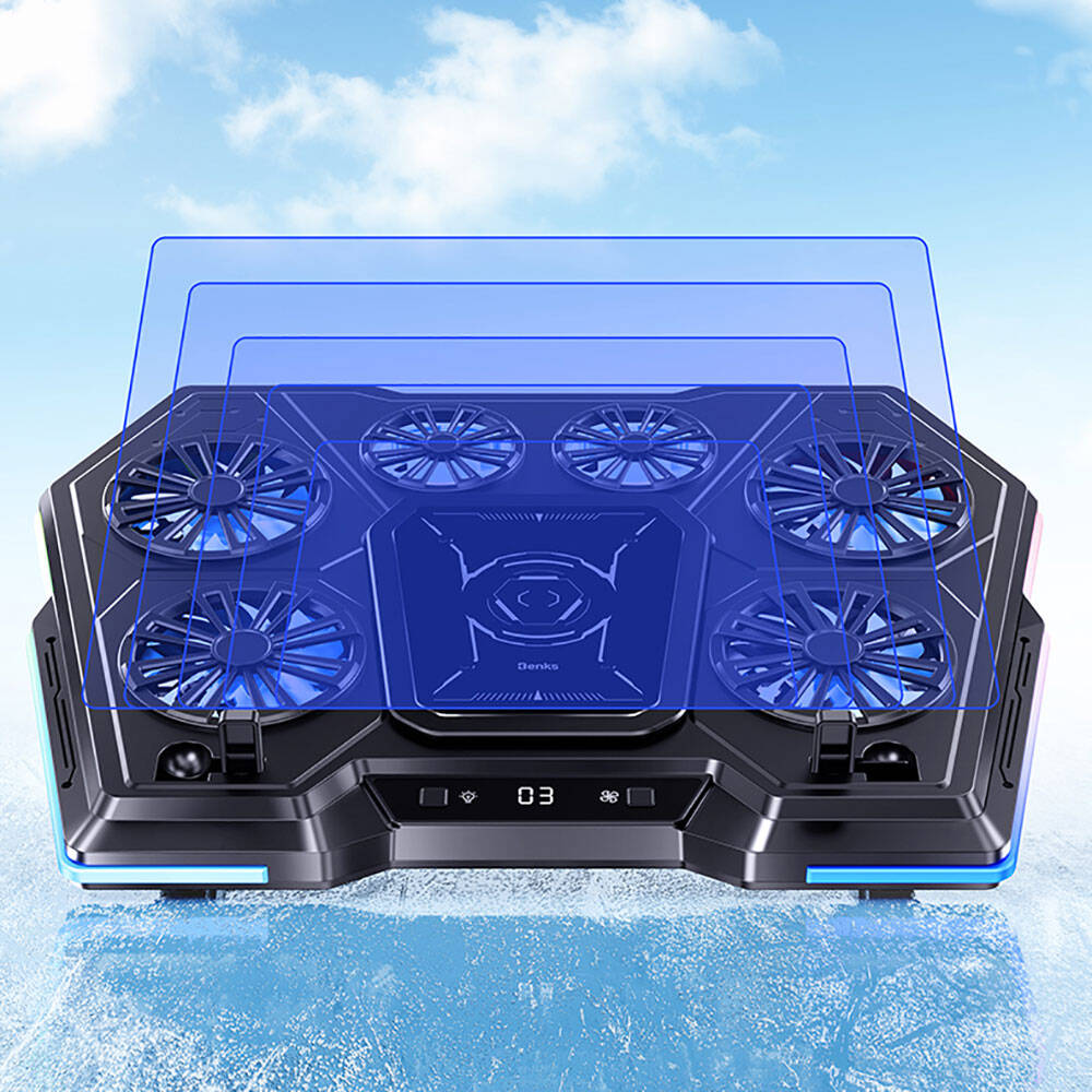 Benks SR09 LCD Display Screen Adjustable Fan and Height Featured Laptop and Notebook Stand Black