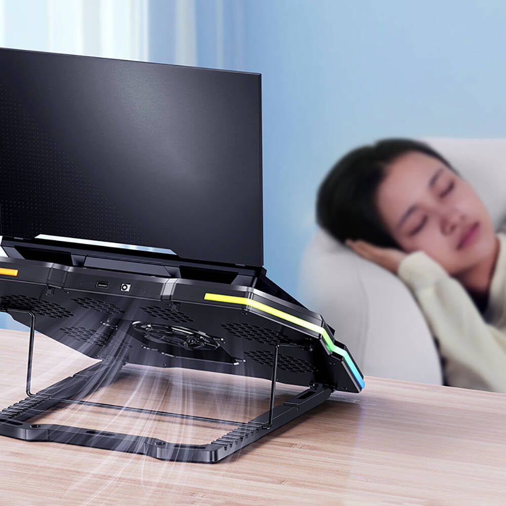 Benks SR09 LCD Display Screen Adjustable Fan and Height Featured Laptop and Notebook Stand Black