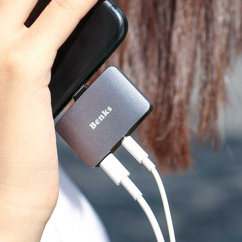 Benks U32 Lightning 3 in 1 Audio Adapter Gray