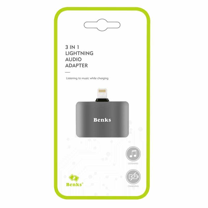 Benks U32 Lightning 3 in 1 Audio Adapter Gray