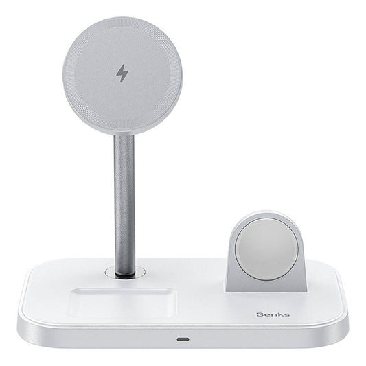 Benks W16 3in1 Telefon&Akıllı Saat&Kulaklık Kablosuz Şarj Standı Beyaz