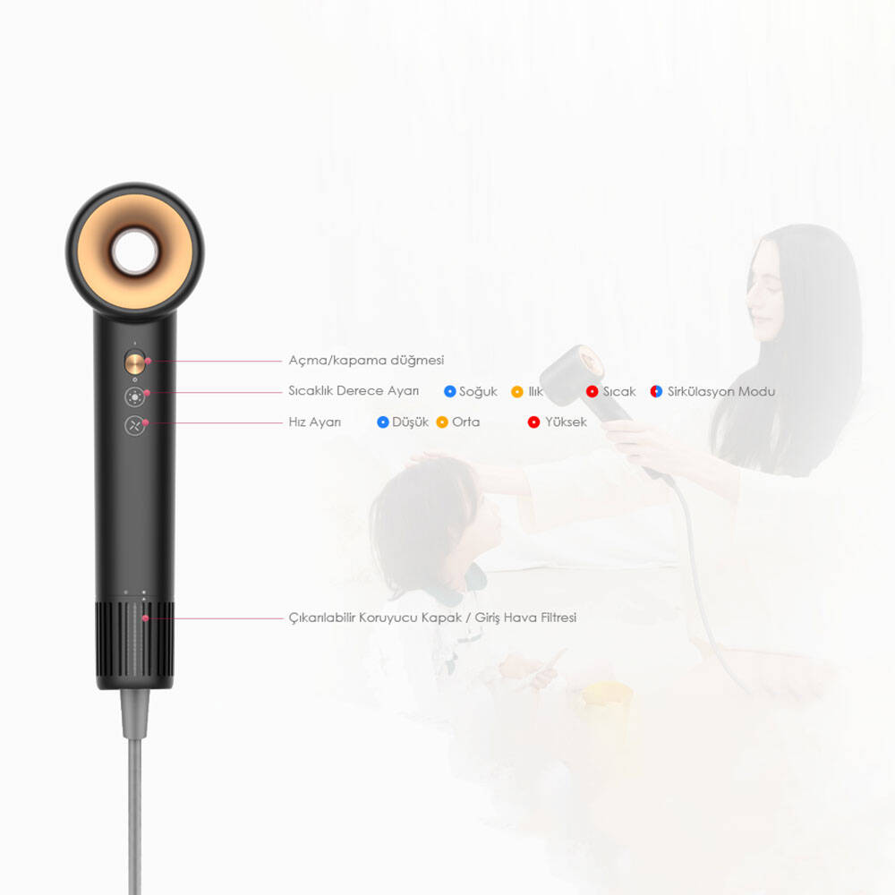 Coshare HD10E SuperFlow1 Ion Technology LED Light Hair Dryer Black