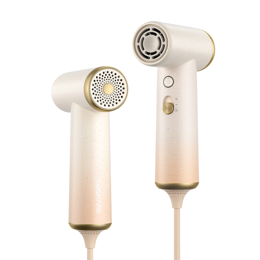 Coshare HP10E Mini Isı Dereceli LED Işıklı Saç Kurutma Fön Makinesi Krem-Beyaz