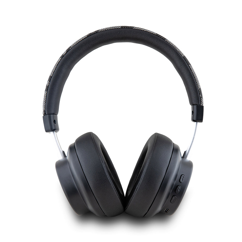 DKNY Original Licensed ENC Featured PU Logo Patterned Over-Ear Bluetooth Headphones Beige