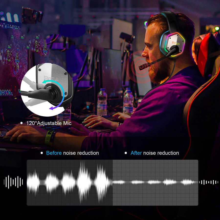 Eksa E1000 USB Headset Black-Red