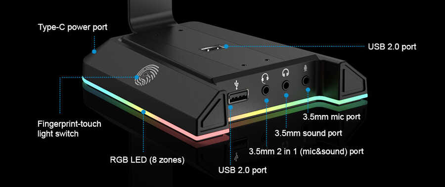 Eksa W1 7.1 Surround 3D Ses Dönüştürücü Kulaklık Standı Siyah