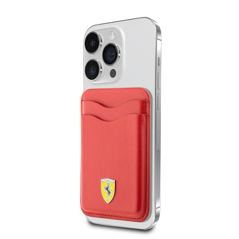 Ferrari Orjinal Lisanslı Magnetik Metal Logolu PU Deri Kartlık Siyah