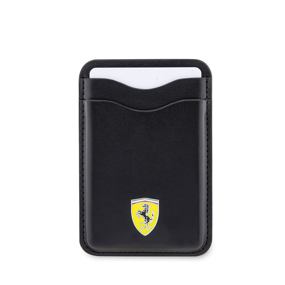 Ferrari Orjinal Lisanslı Magnetik Metal Logolu PU Deri Kartlık Siyah