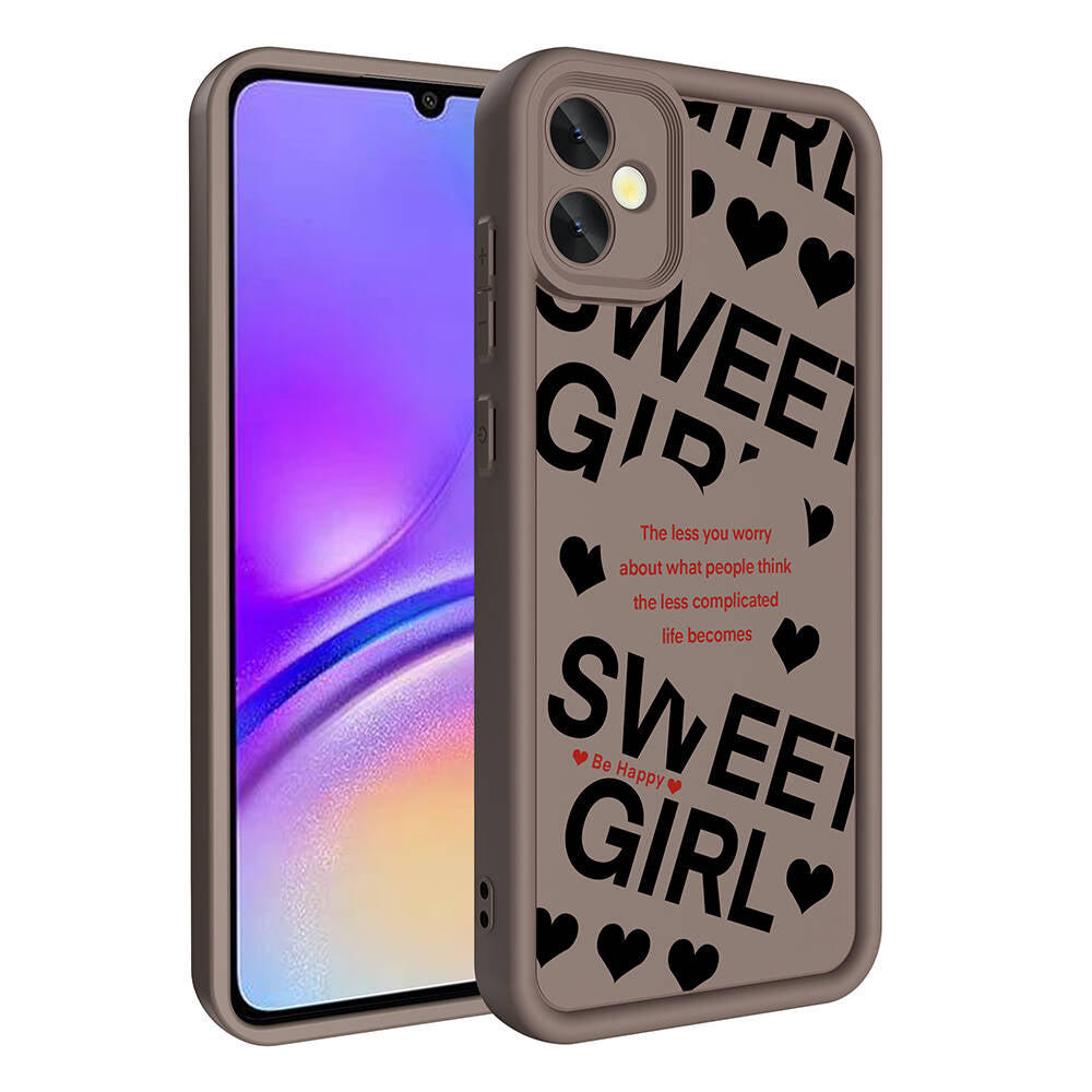 Galaxy A05 Case Camera Protection Printed Back Surface Zore Classy Cover White