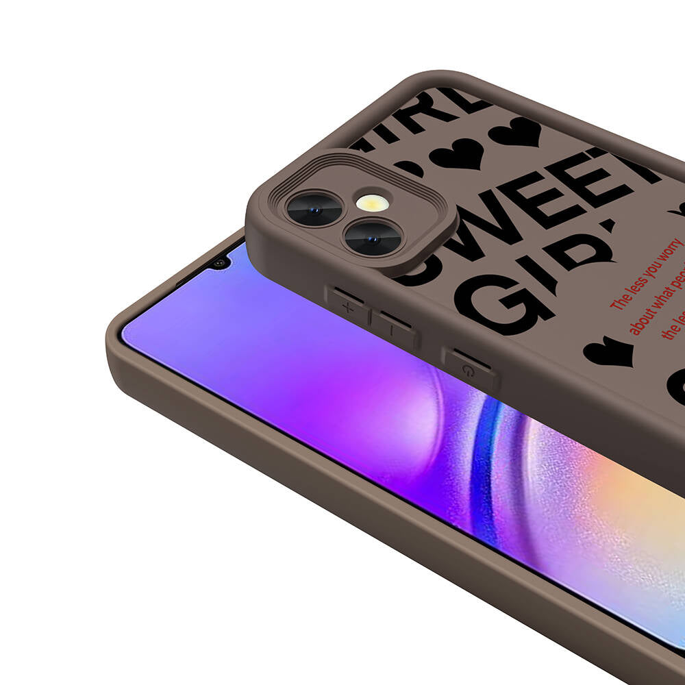 Galaxy A05 Case Camera Protection Printed Back Surface Zore Classy Cover Black