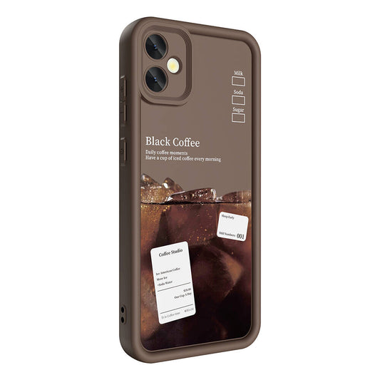 Galaxy A05 Case Camera Protection Printed Back Surface Zore Classy Cover Dark Brown