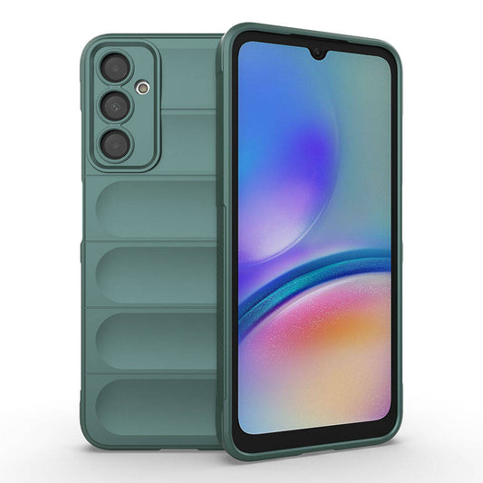 Galaxy A05S Case Flexible TPU Hollow Back Surface Design Zore Ethnic Silicone Cover Dark Green
