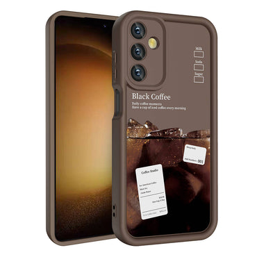 Galaxy A05S Case Camera Protection Printed Back Surface Zore Classy Cover Dark Brown