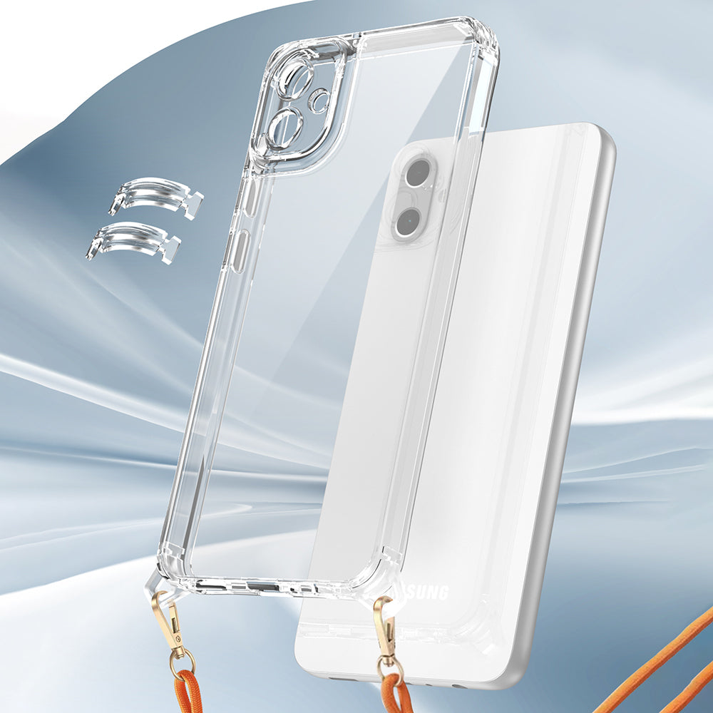 Galaxy A06 Case Airbag Detachable Strap Zore Snap Silicone Cover Transparent