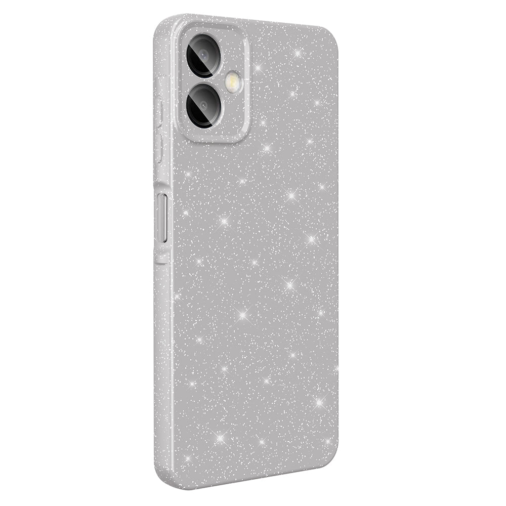 Galaxy A06 Case Camera Protection Glitter Luxury Zore Cotton Cover Silver