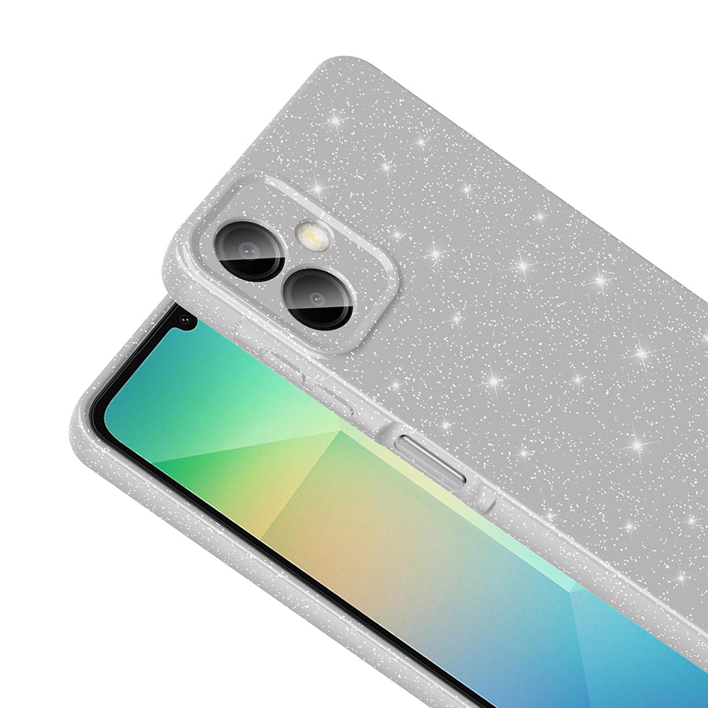 Galaxy A06 Case Camera Protection Glitter Luxury Zore Cotton Cover Silver