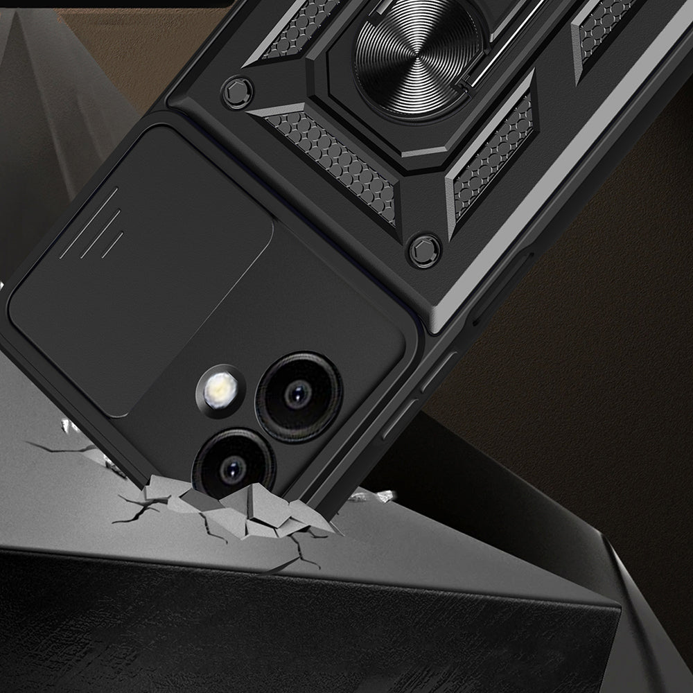 Galaxy A06 Case Magnetic Stand Camera Protection Zore Sliding Vega Cover Black