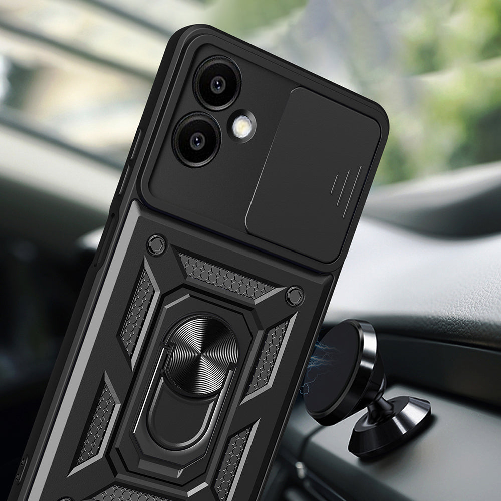 Galaxy A06 Case Magnetic Stand Camera Protection Zore Sliding Vega Cover Black