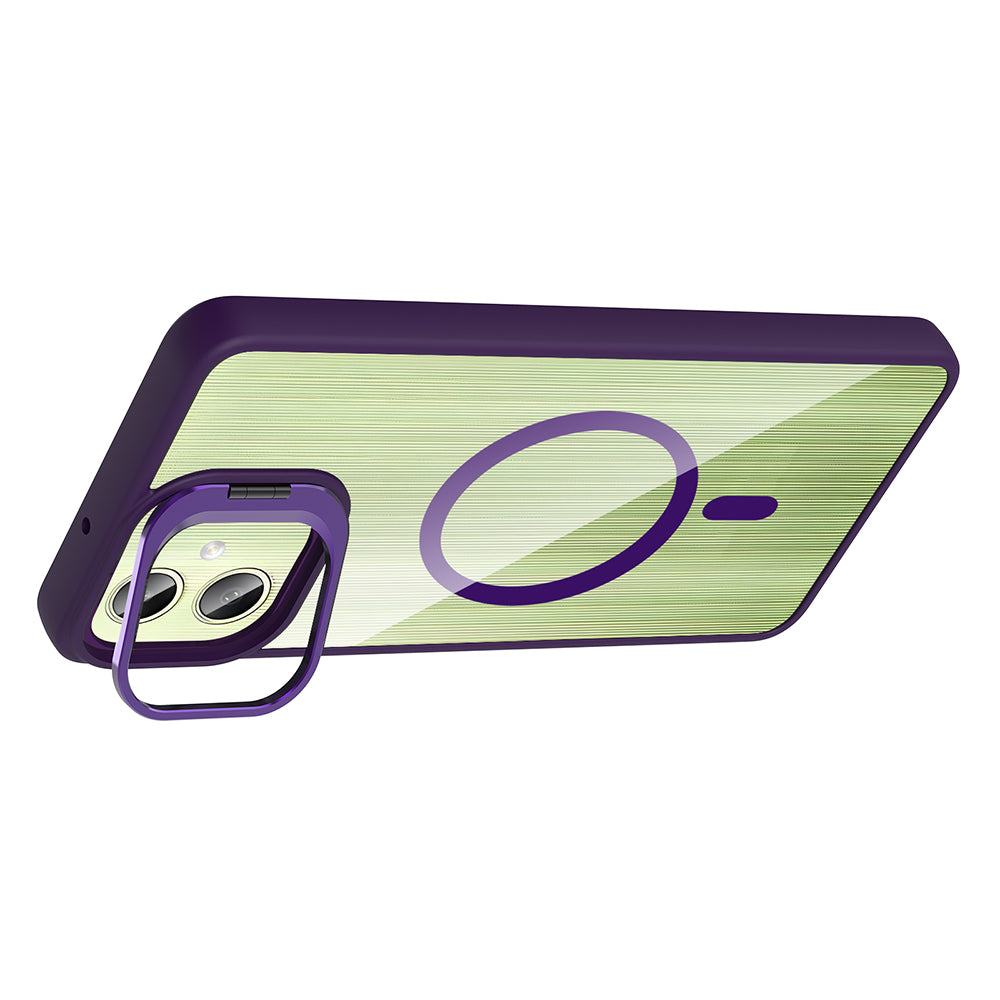 Galaxy A06 Case with Stand and Camera Lens Gift, M-Safe Charging Feature, Zore Etro Cover, Deep Purple
