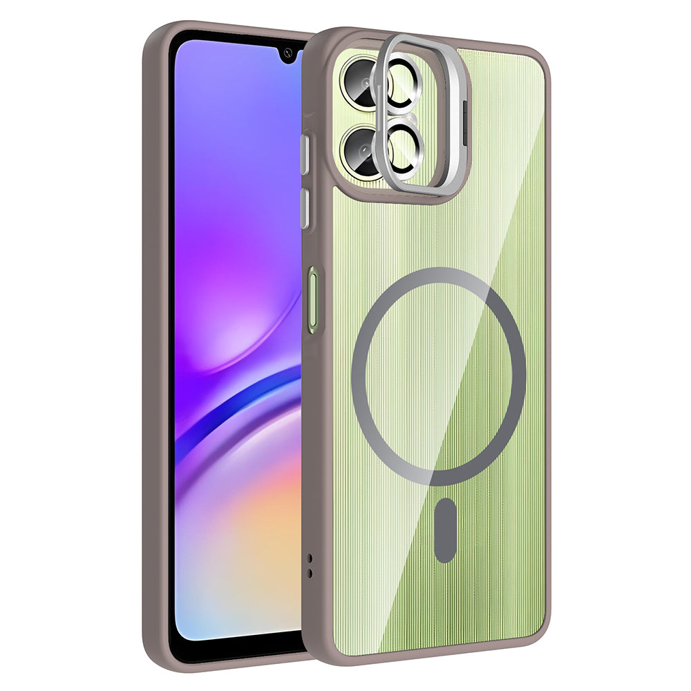 Galaxy A06 Case with Stand and Camera Lens Gift, M-Safe Charging Feature, Zore Etro Cover Gray