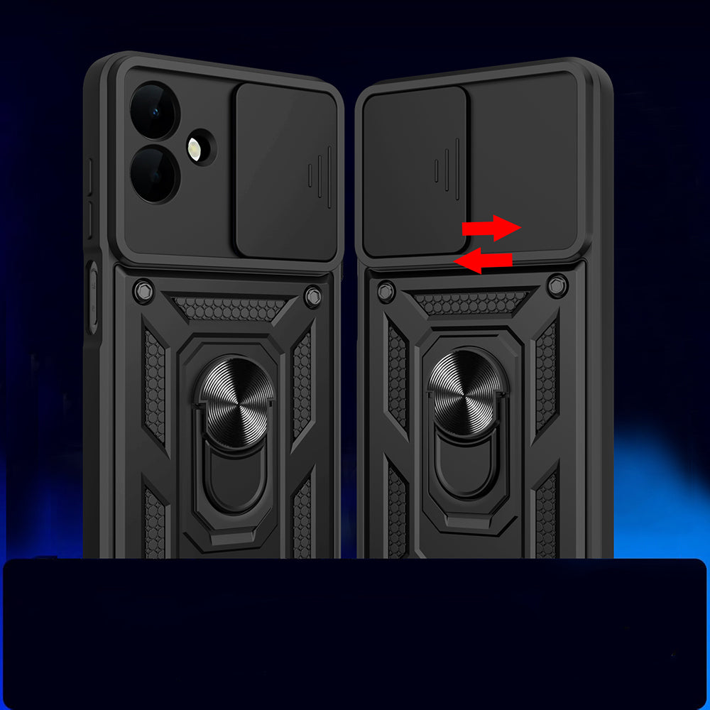 Galaxy A07 Case Magnetic Stand Camera Protection Zore Sliding Vega Cover Black