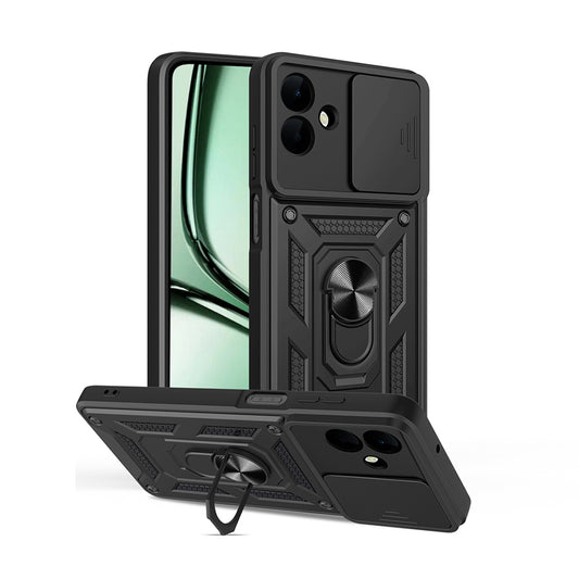 Galaxy A07 Case Magnetic Stand Camera Protection Zore Sliding Vega Cover Black