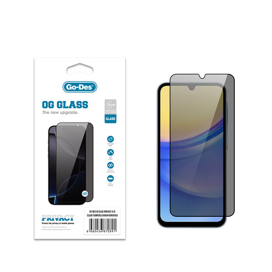 Galaxy A15 Go Des OG Glass Privacy Antistatic Tempered Glass Screen Protector Black