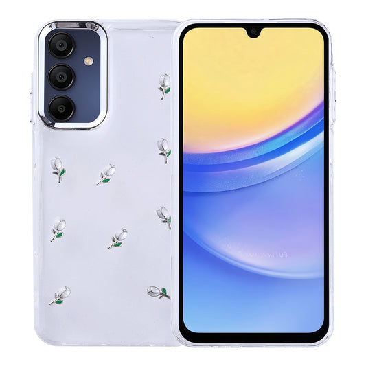 Galaxy A15 Case Airbag Design Glitter Transparent Zore Polar Cover Tulip