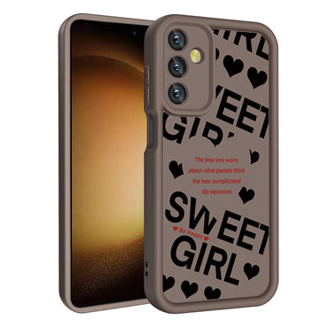 Galaxy A15 Case Camera Protection Printed Back Surface Zore Classy Cover Light Brown