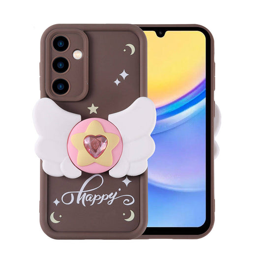 Galaxy A15 Case Camera Protection Figure Design Zore Cover Dark Brown